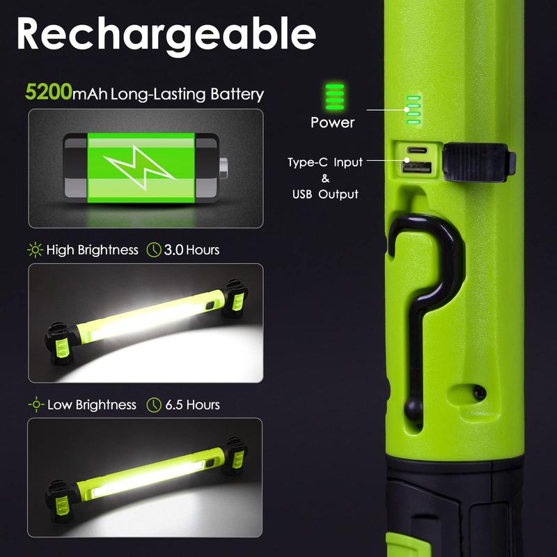 3000LM Work Light Flashlight, 5200mAh Rechargeable Underhood Lighting