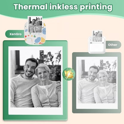 Top Christmas Gift 2025 🎅 XenGro Mini Portable Sticker Printer, Mini Thermal Printer with 3 Rolls Paper, Bluetooth Inkless Printpods, Pocket Label Maker Suitable for Creative Kids